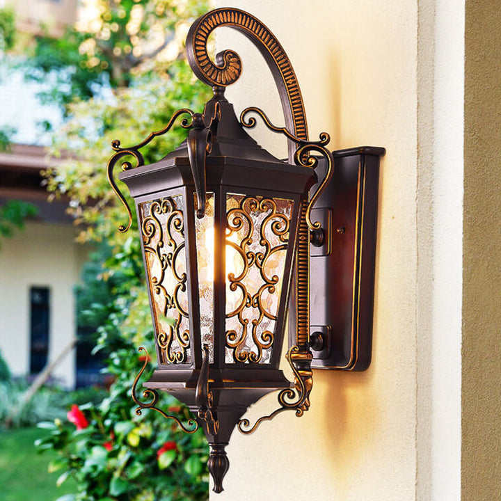 European Retro Iron Waterproof Outdoor Indoor 1-Light Wall Sconce Lamp