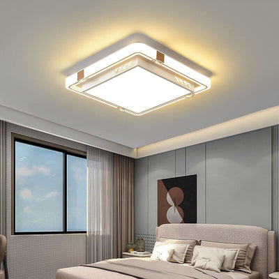 Modern Luxury Rectangular/Square/Round Crystal Decorative LED Flush Mount Ceiling Light