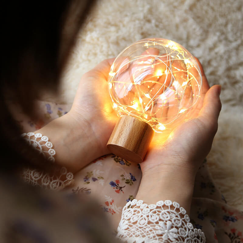 Modern Plastic Lampshade Starry Night Light LED Table Lamp