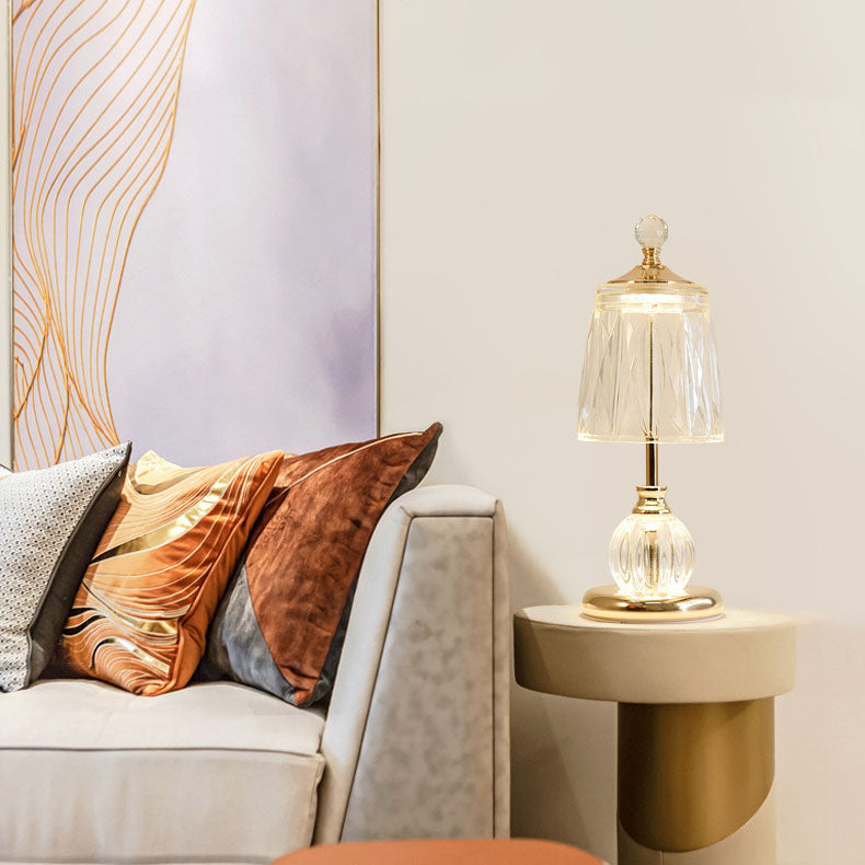 Modern Luxury Glass Metal Diamond Base LED Table Lamp For Bedroom