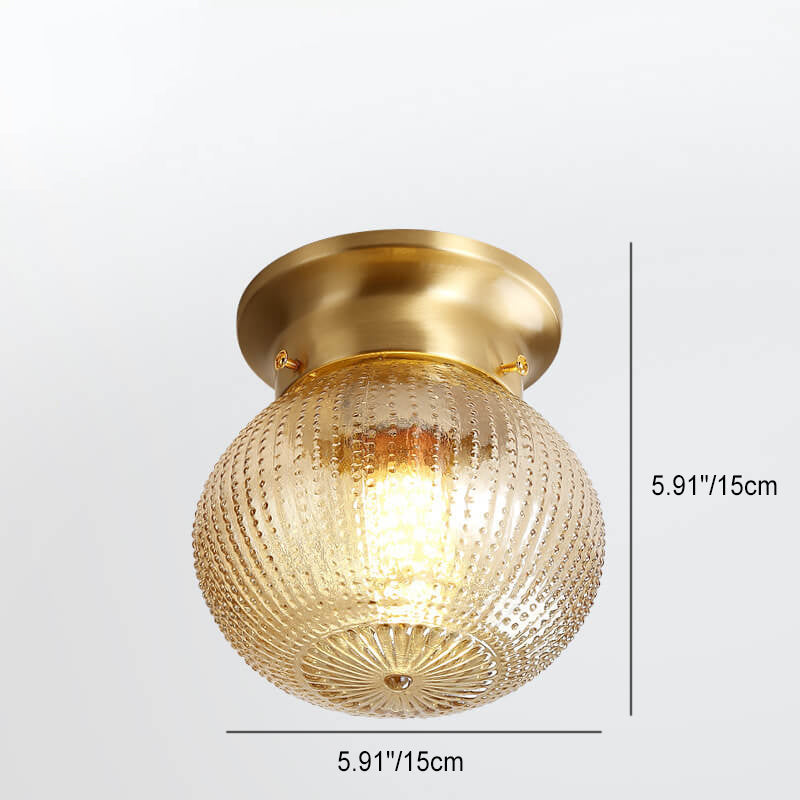 Modern Minimalist Pineapple Stripes Copper Glass 1-Light Semi-Flush Mount Ceiling Light