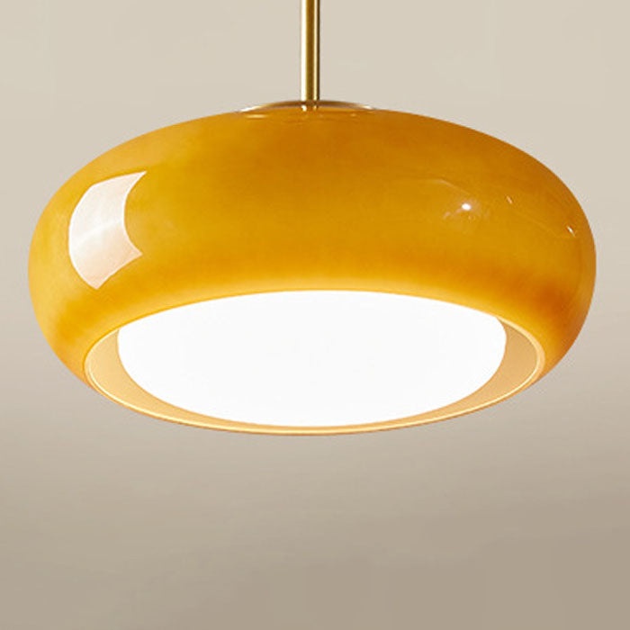 Zeitgenössische skandinavische ovale Eisen-Kupfer-Glas-1-Licht-Pendelleuchte für Schlafzimmer 