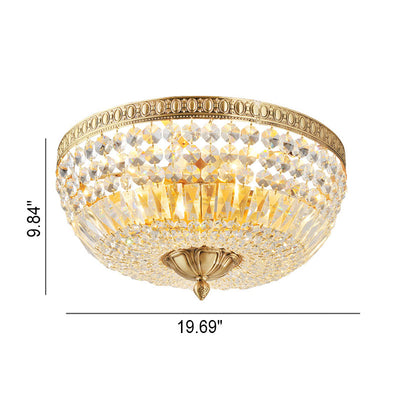 French Vintage Crystal Round 3/5/9 Light Flush Mount Ceiling Light