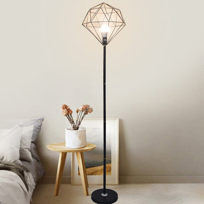 Contemporary Simplicity Iron Hollow Diamond Shape 1-Light Standing Floor Lamp For Study