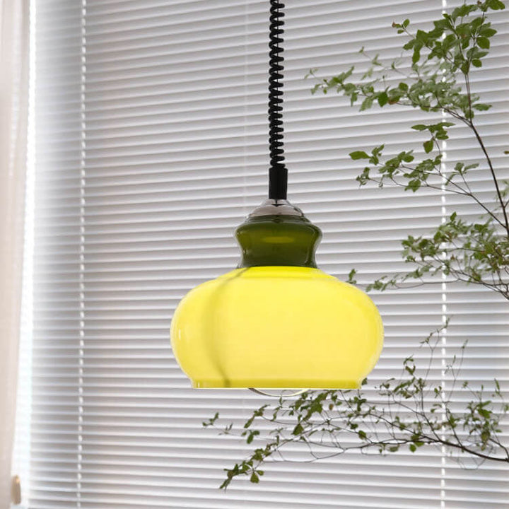 Contemporary Nordic Glass Iron Round Gourd 1-Light Pendant Light for Living Room