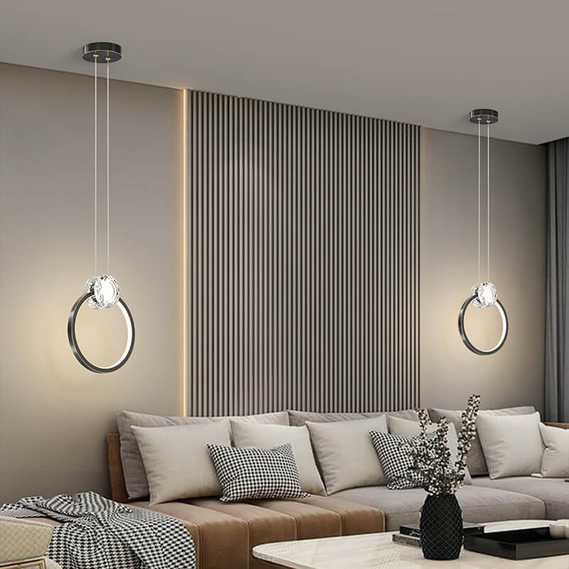 European Light Luxury Round Copper Crystal LED Pendelleuchte 