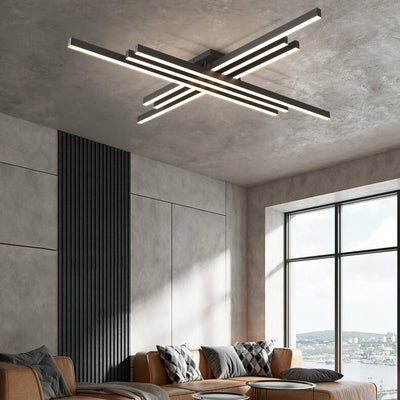 Lumière de plafond LED à montage affleurant en aluminium industriel avec ligne géométrique créative 