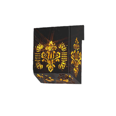 Solar Garden LED Hollow Square Outdoor Fence Wall Sconce Lamp