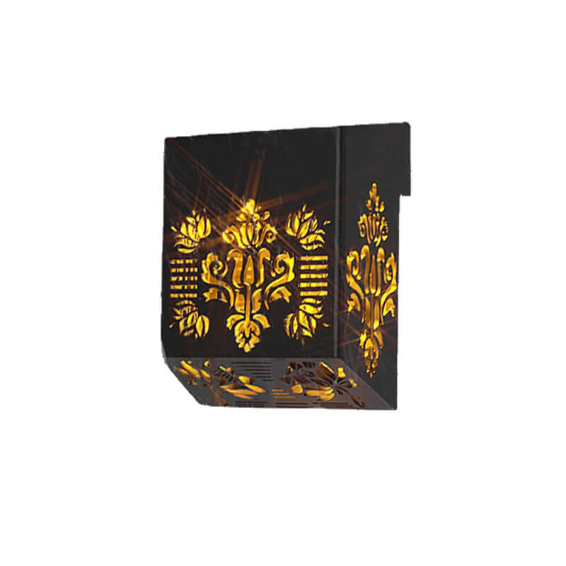 Solar Garden LED Hollow Square Outdoor Fence Wall Sconce Lamp