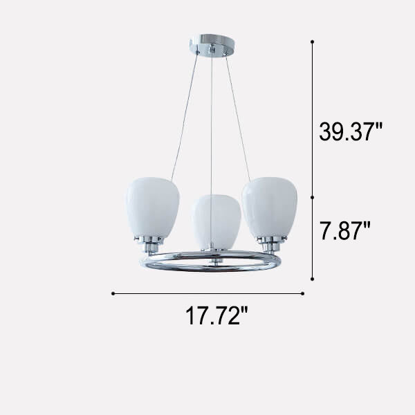 Nordic White Glass Magic Bean Circle Ring 1/3/5/8 Light Chandelier