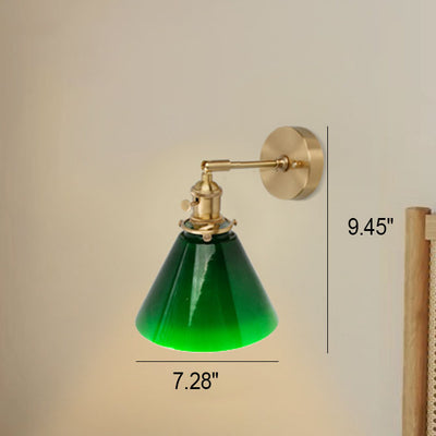 Japanische Retro Green Cone Copper 1-Light Wandleuchte