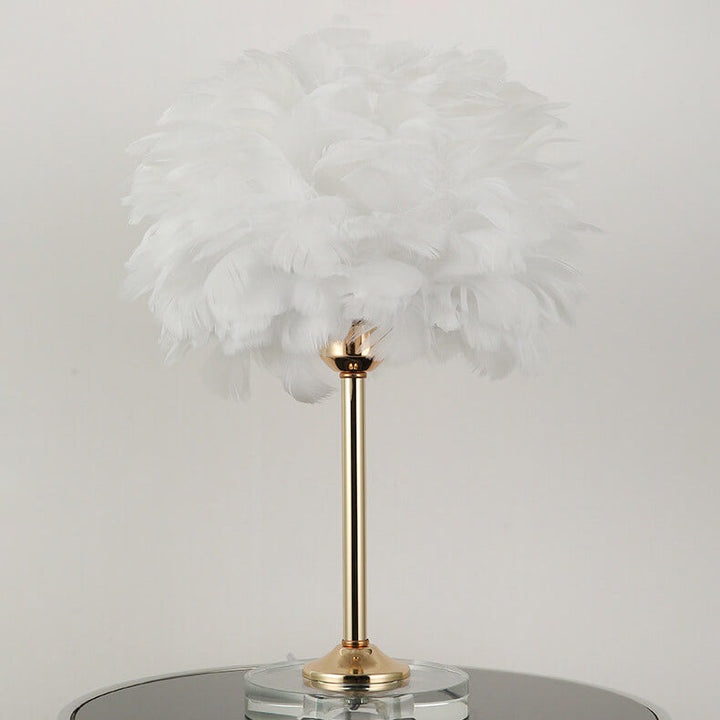 Lámpara de Mesa de 1 Luz con Base de Cristal de Pluma Moderna 