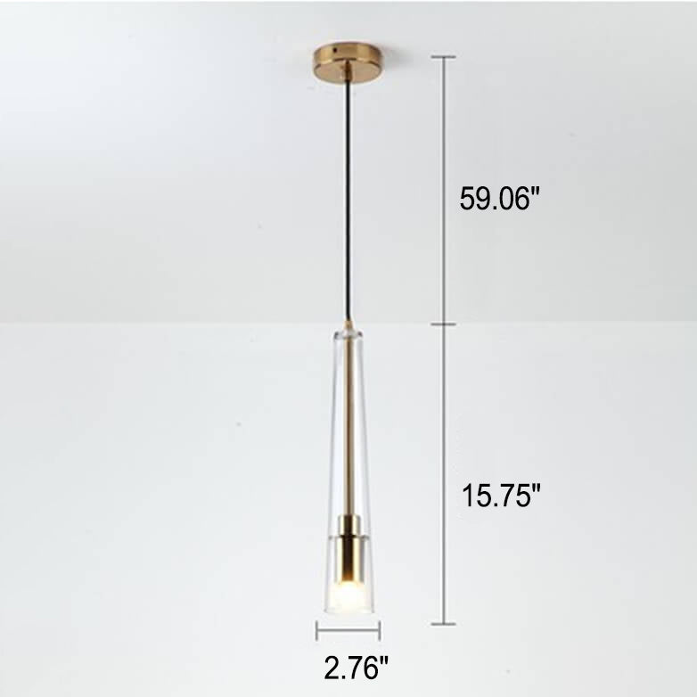 Nordische minimalistische lange konische 1-Licht-Pendelleuchte aus klarem Glas 