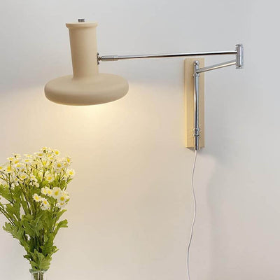 Nordic Minimalist  Beige Swing Arm 1-Light Wall Sconce Lamp