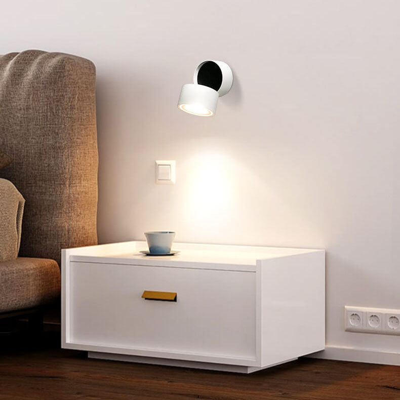Modern Minimalist Round Aluminium Rotatable Folding LED Wall Sconce Lamp For Living Room &amp; Bedroom