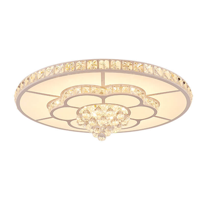 Modern Light Luxury Round Crystal LED Flush Mount Ceiling Light