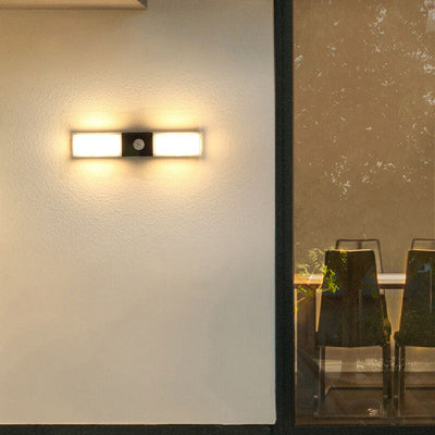 Modern Simple Rectangular Aluminum PC Induction Outdoor Waterproof LED Wall Sconce Lamp