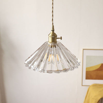 Nordic Minimalist Vintage Clear Brass Glass 1-Light Pendant Light
