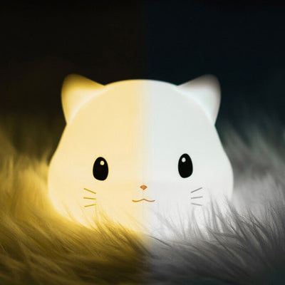 Creative Cute Cat Silicone USB Pat Timer LED Night Light Table Lamp