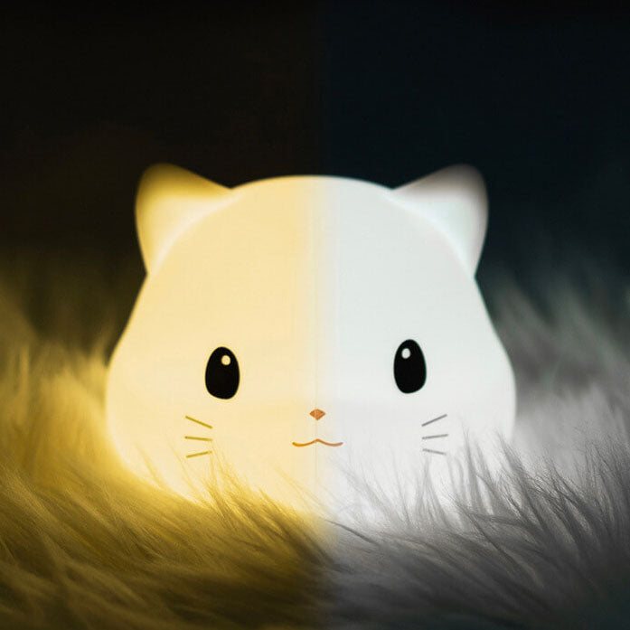 Creative Cute Cat Silicone USB Pat Timer LED Night Light Table Lamp