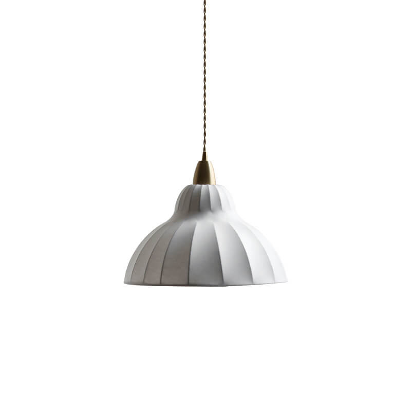 Traditionelle minimalistische japanische Pendelleuchte mit 1 Flamme aus Seide, Eisen und Kupfer in Kuppelform 