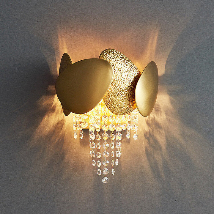 Lámpara de Aplique de Pared de Lujo Moderno con Borlas de Cristal y Oro de 2/3 Luces 