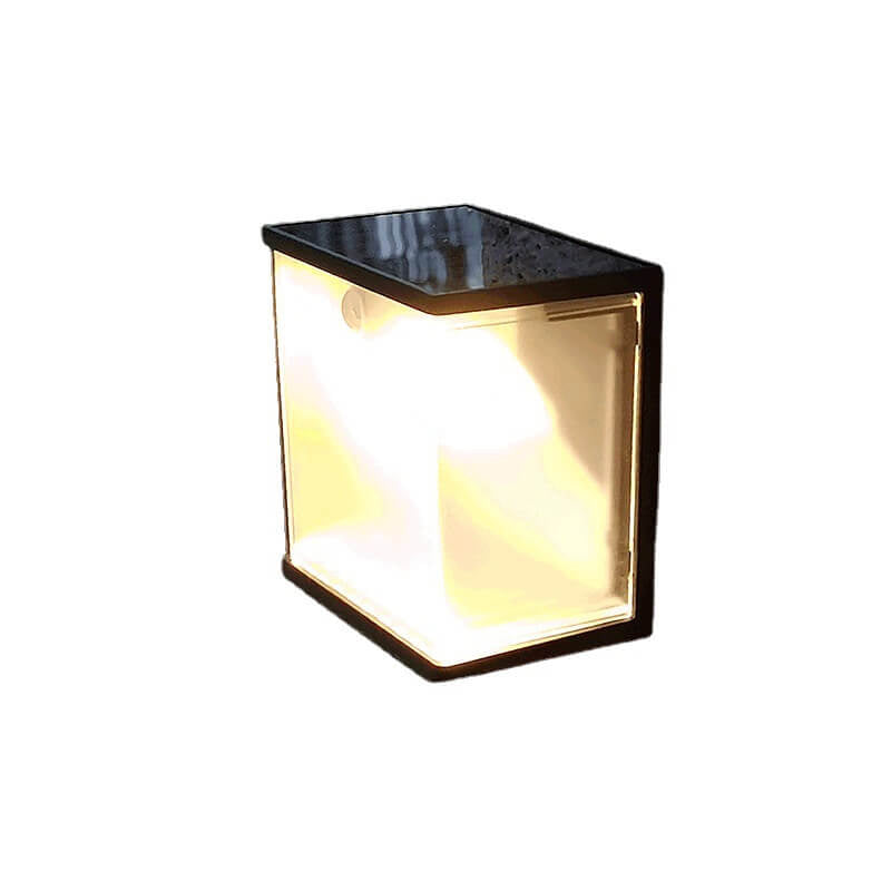 تصميم صندوق مستطيل بضوء LED يعمل بالطاقة الشمسية للزينة الخارجية لمصباح الحائط 