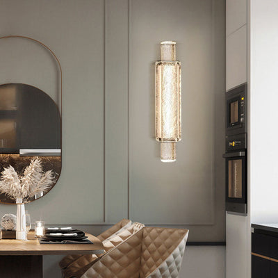 Modern Luxury Water Grain Glass Column LED Wall Sconce Lamp For Bedroom