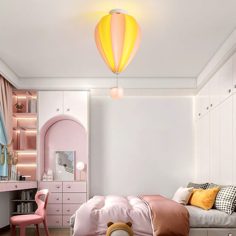 Cartoon Creative PE Hot Air Balloon LED Semi-Flush Mount Ceiling Light