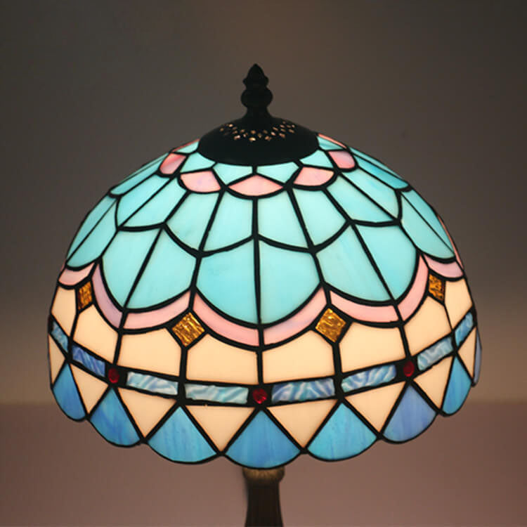 Europäische Vintage Tiffany 1-Licht-Tischlampe aus Legierung 