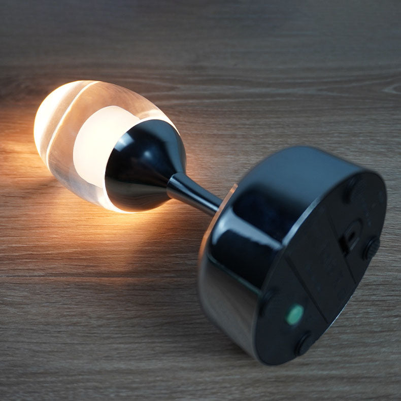 Lámpara de mesa LED con luz nocturna USB de hierro, acrílico y cromo estilo nórdico contemporáneo Wine para salón y dormitorio 