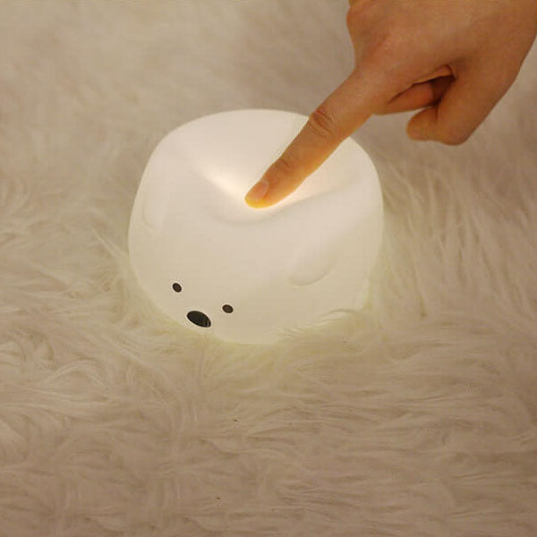 Contemporary Creative Round Silicone LED Kids Cartoon Bear Night Light Table Lamp For Bedroom