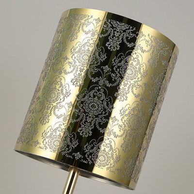 Modern Luxury Stainless Steel Column Carved Acrylic 1-Light Table Lamp