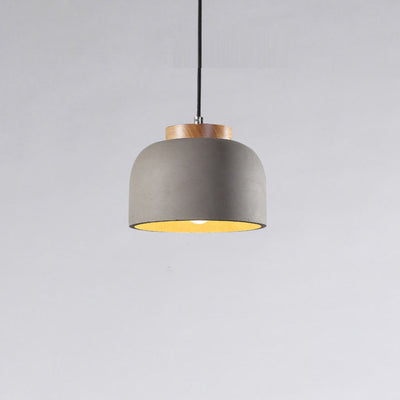 Nordic Creative Solid Wood Cement Dome 1-Light Pendant Light