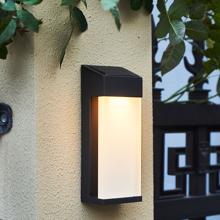 Solar quadratische Wandlampe aus mattem Glas, wasserdicht, mit LED 