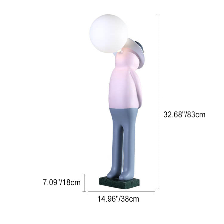 Modern Creative Human Sculpture Fiberglass Resin 1-Light Standing Floor Lamp