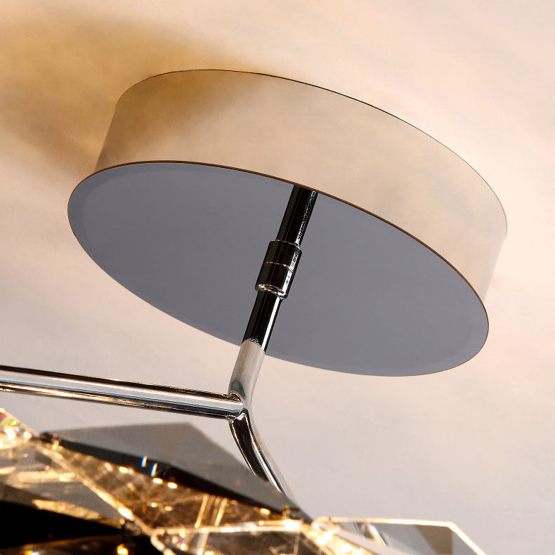 Modern Minimalist Light Luxury Round Hardware Crystal LED Semi-Flush Mount Light