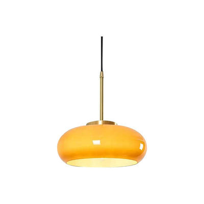 Modern Retro Round Solid Color Glass Electroplated Copper  1-Light Pendant Light Flush Mount Light