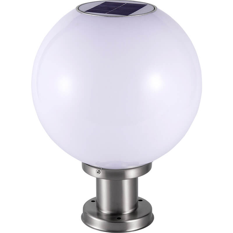 Lampe LED solaire à tête ronde en acier inoxydable et acrylique, luminaire décoratif d&