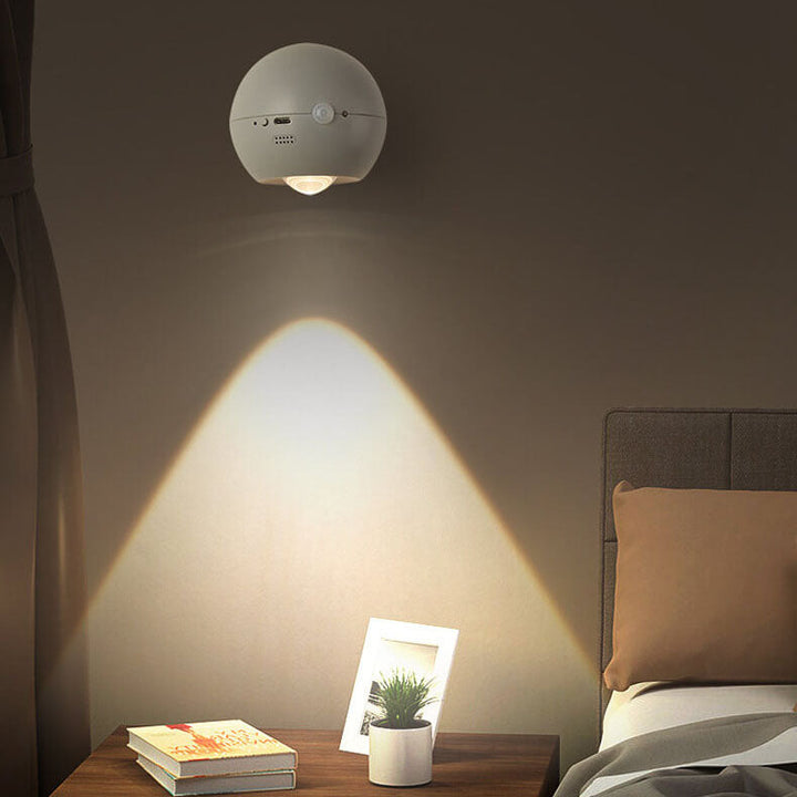 Lampe murale LED à protection oculaire rechargeable ronde et créative avec ventouse magnétique 