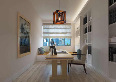 Wooden Square 1-Light Square Pendant Light