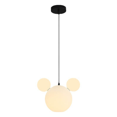 Modern Minimalist Milk White PE Mouse 3-Light Kids Chandelier