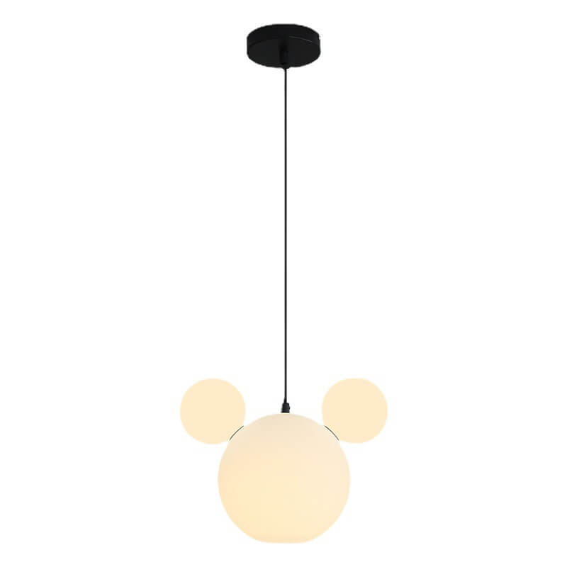 Modern Minimalist Milk White PE Mouse 3-Light Kids Chandelier