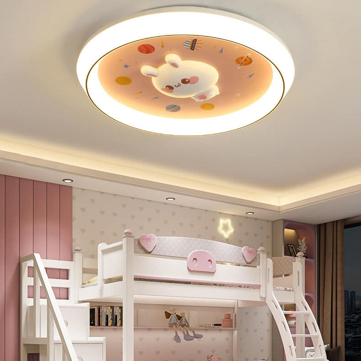 Plafonnier LED encastré en fer pour enfants, lapin de dessin animé moderne 