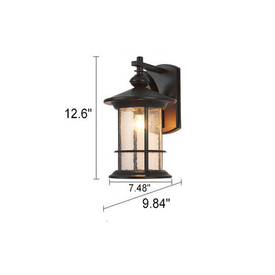 Industrial Vintage Bubble Glass Column 1-Light Outdoor Waterproof Wall Sconce Lamp