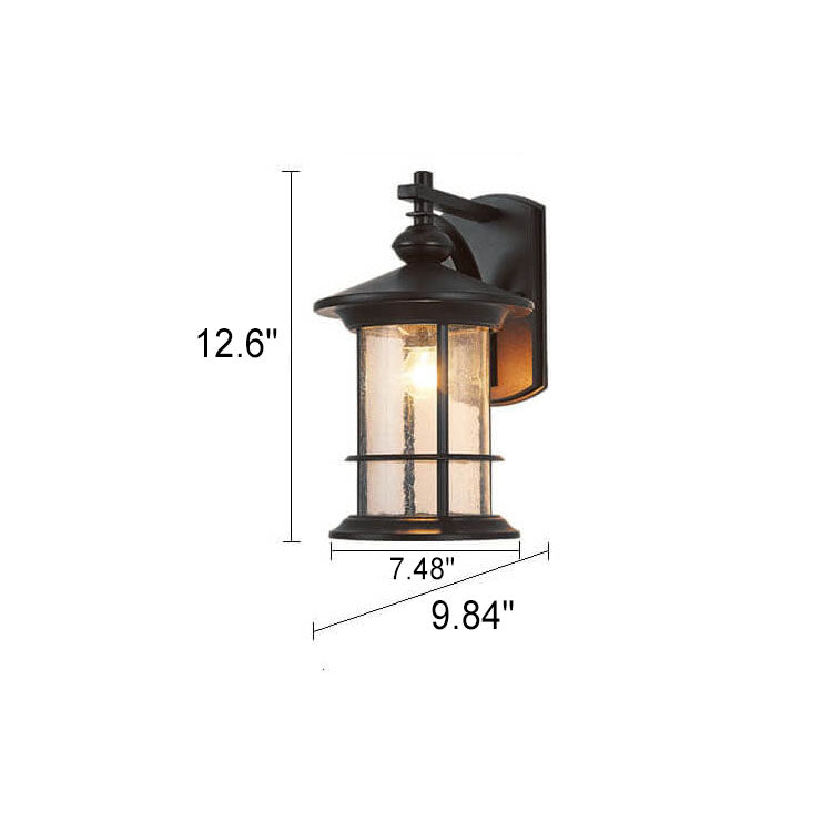 Industrial Vintage Bubble Glass Column 1-Light Outdoor Waterproof Wall Sconce Lamp