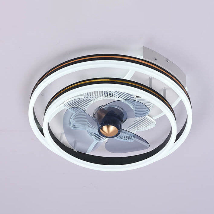 Nordic Light Luxuriöse runde, schlanke LED-Unterputz-Deckenventilatorleuchte 