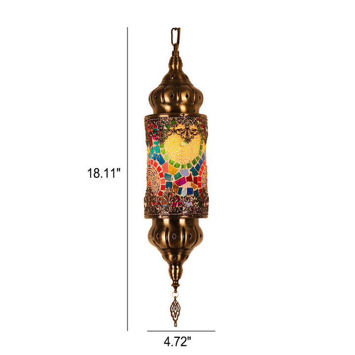 Vintage Südostasiatischer Stil Eisen Glas 1-Licht Pendelleuchte 