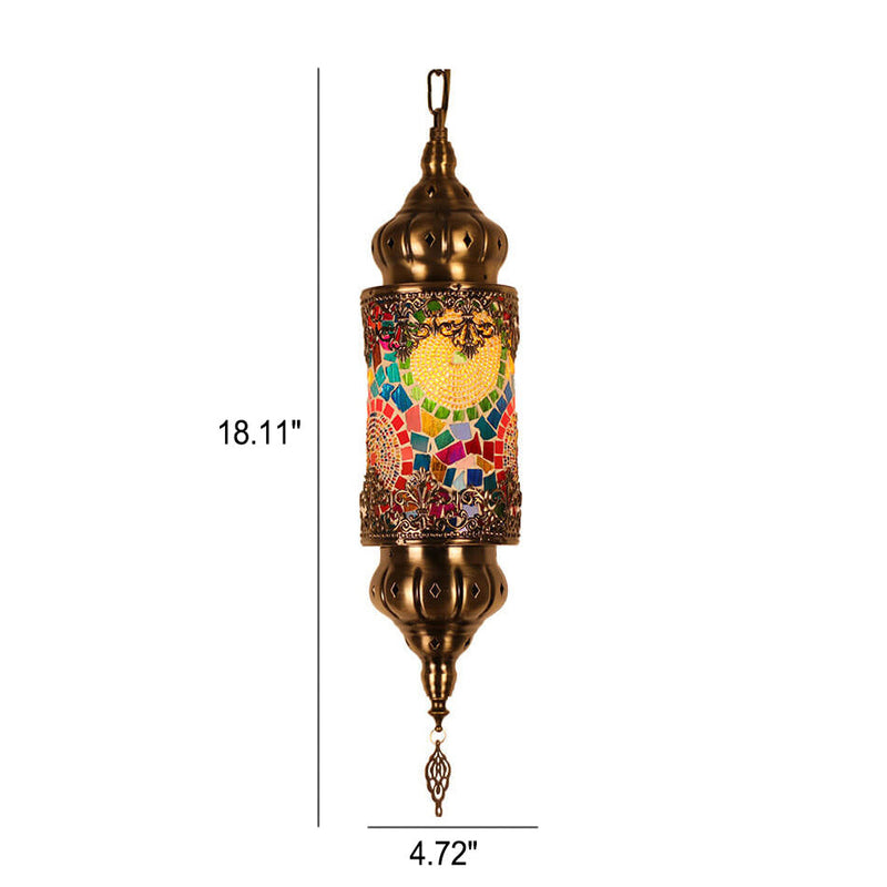 Vintage Southeast Asian Style Iron Glass 1-Light Pendant Light