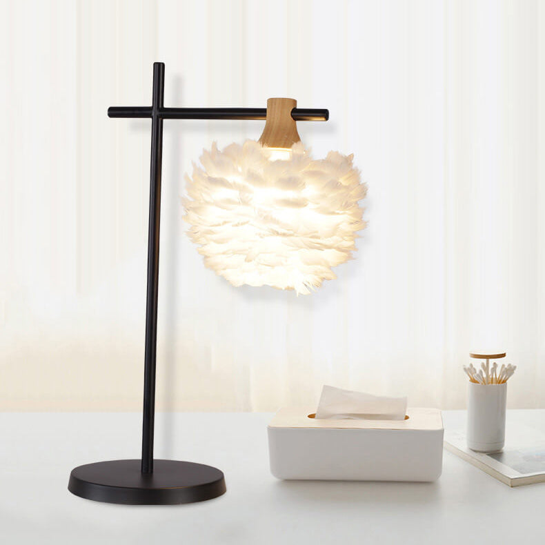 Lampe de Table 1 Lumière avec Tige de Pêche à Plume Créative Moderne 